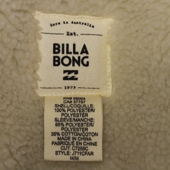 Billabong far and away faux shearling open jacket NWOT - Picture 7 of 8